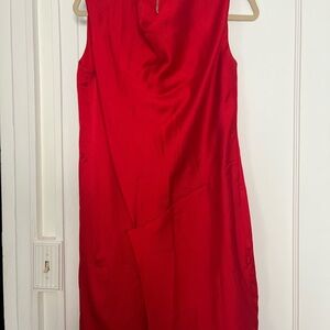 Helmut Lang Red Sleeveless Silk Dress